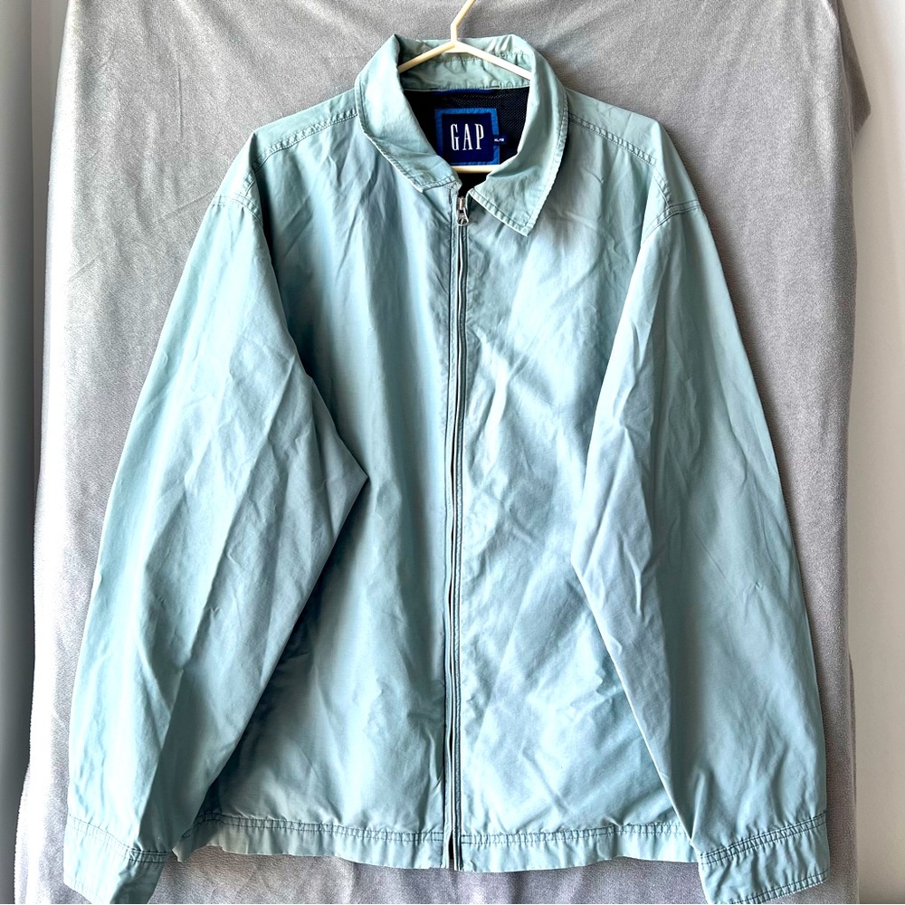 VINTAGE  2001 gap men's zip up light jacket teal green or Blue XL